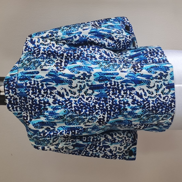 Blue Watercolor look Blue Blazer dots size 10 like a size Large - Picture 8 of 9